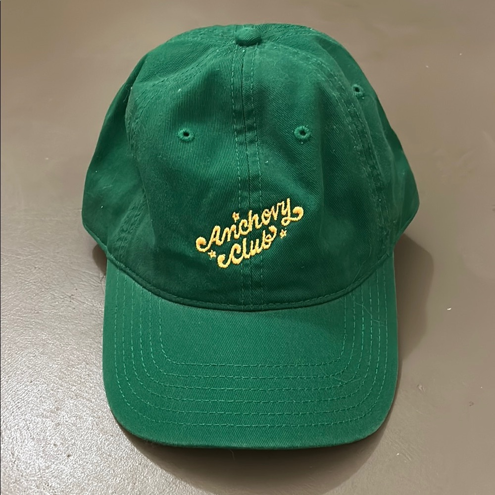 Fishwife Tinned Fish Kelly Green Anchovy Club Baseball Hat Dad NWOT Sold Out